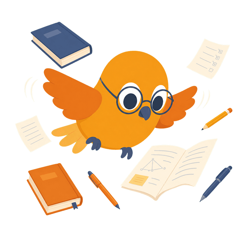 Parrotingo Studying Mascot